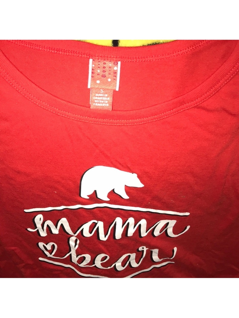 Mama Bear Red & white Long-Sleeve small pajama Top New - Picture 3 of 4